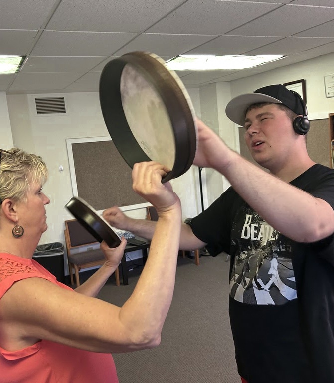 Beth working on Neurologic Music Therapy with Josiah (19)